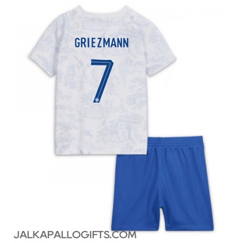 Ranska Antoine Griezmann #7 Vieras Peliasu Lasten MM-kisat 2022 Lyhythihainen (+ Lyhyet housut)